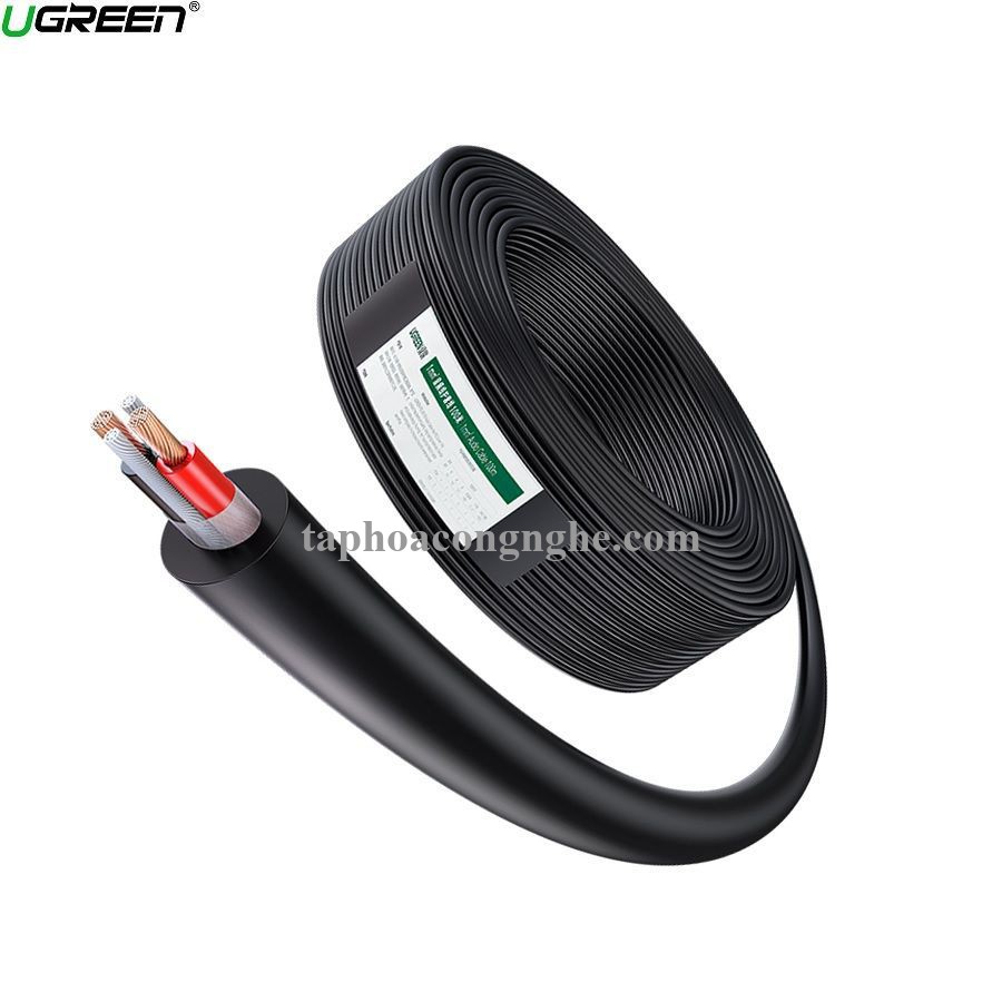 Ugreen 80163 100m 2C x 1.0mm² Cuộn cáp âm thanh sân khấu ngoài trời Hi Fi màu đen AV159 30080163